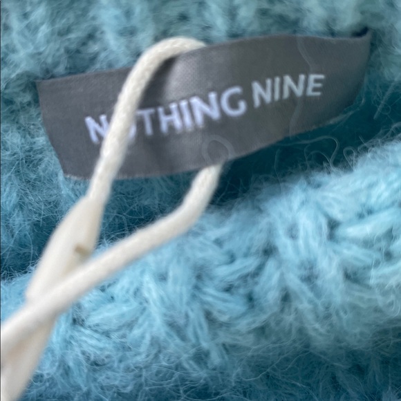 Nothing Nine NWT Blue Jeweled Wool Knit Blend Short Puff Sleeve Crop Sweater M - Picture 6 of 7